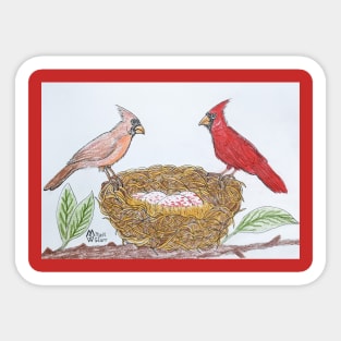 Cardinals at the Nest Sticker